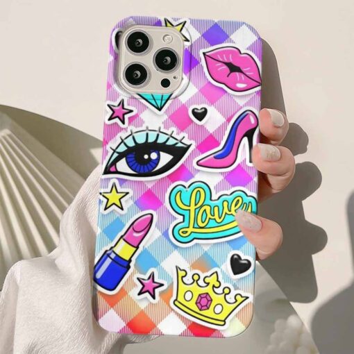 Love Crown Sticker Tasarımlı Silikon Telefon KılıfIı