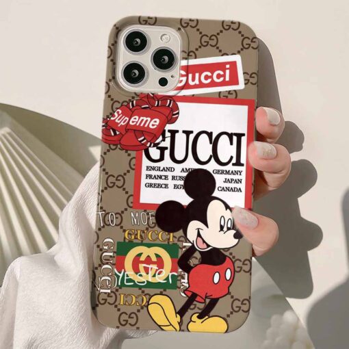 Gucci Mickey Sticker Tasarımlı Silikon Telefon Kılıfı
