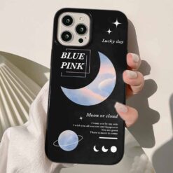 Blue Pink Sticker Tasarımlı Silikon Telefon Kılıfı