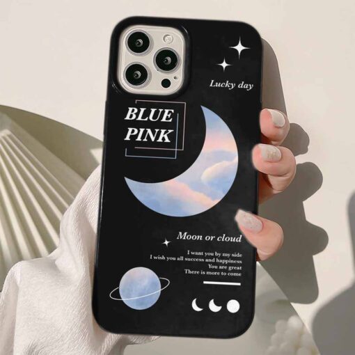Blue Pink Sticker Tasarımlı Silikon Telefon Kılıfı
