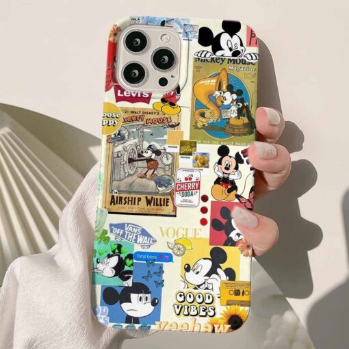 Mickey Mouse Sticker Tasarımlı Silikon Telefon Kılıfı