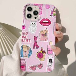 Pink Sticker Tasarımlı Silikon Telefon Kılıfı
