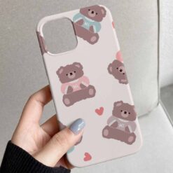 Blue Pink Sweet Teddy Tasarımlı Silikon Telefon Kılıfı