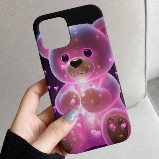 Pink Teddy Tasarımlı Silikon Telefon Kılıfı
