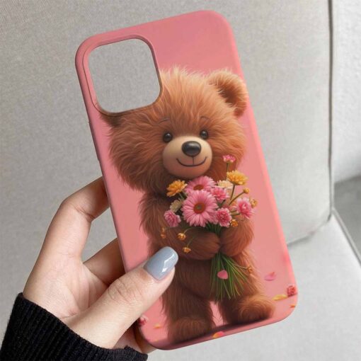 Flower Teddy Tasarımlı Silikon Telefon Kılıfı