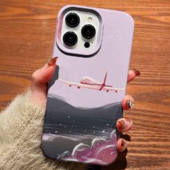 Pembe Uçak Tasarımlı Silikon Telefon Kılıfı