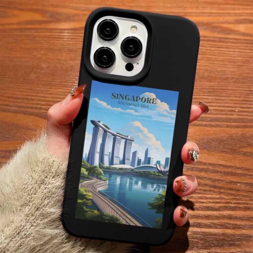 Singapore Poster Tasarımlı Silikon Telefon Kılıfı