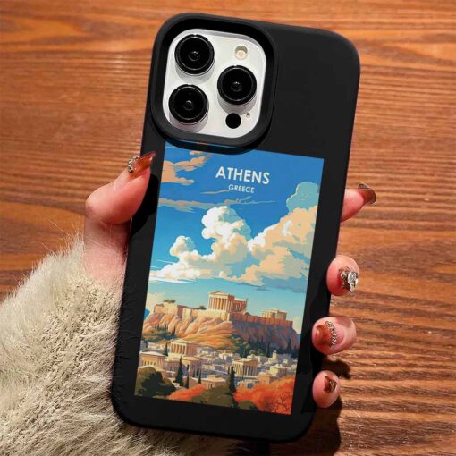 Athens Poster Tasarımlı Silikon Telefon Kılıfı