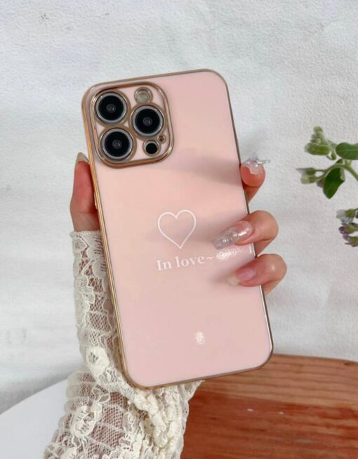 Kalp Desenli Parlak Silikon Telefon Kılıfı