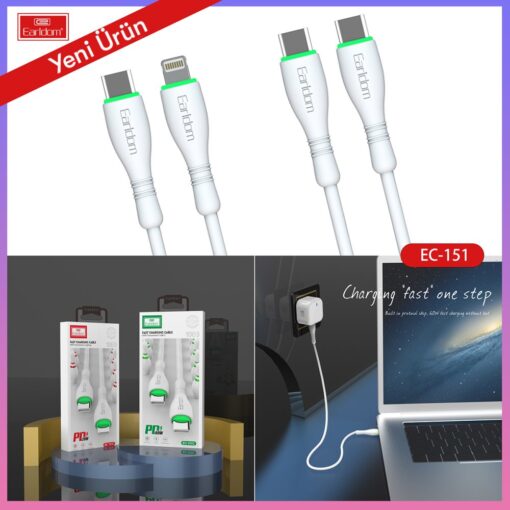 Earldom EC-151i PD 20W Type-C to Lightning 1M Hızlı Şarj Kablosu - Görsel 2