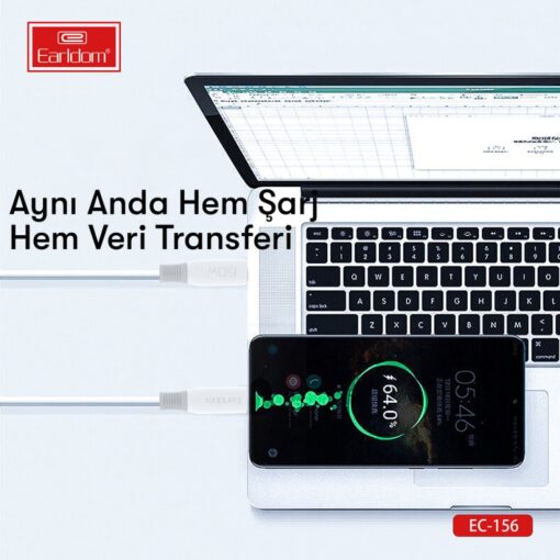 Earldom EC137i 1M 3A Kırılmaya Dayanıklı Lightning Hızlı Şarj Kablosu - Görsel 3