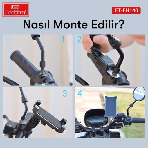 Earldom EH140 Motosiklet İçin Ayarlanabilir Telefon Tutucu - Görsel 8