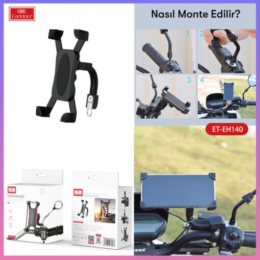 Earldom EH140 Motosiklet İçin Ayarlanabilir Telefon Tutucu - Görsel 5
