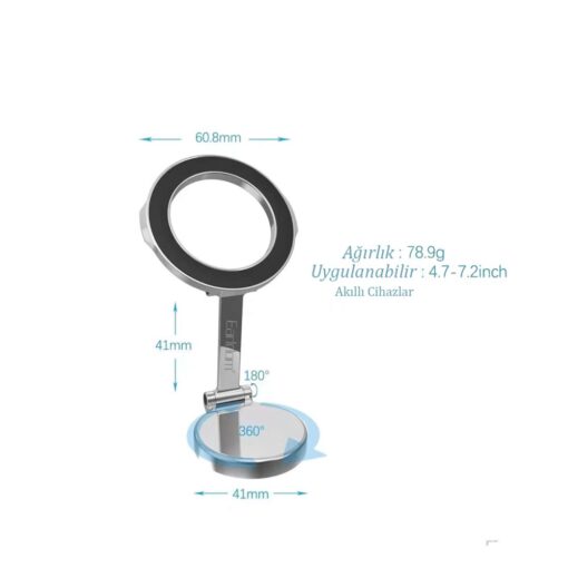 Earldom EH230 360 Derece Ayarlanabilen Yapışkanlı Manyetik Magsafe Araç Tutucu - Görsel 3