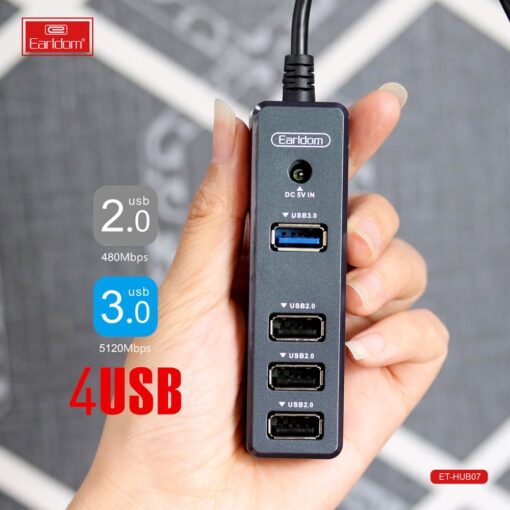 Earldom HUB07 Tak Çalıştır 3 Adet Usb 2.0 ve 1 Adet Usb 3.0 Çıkışlı Usb Çoklayıcı - Görsel 6