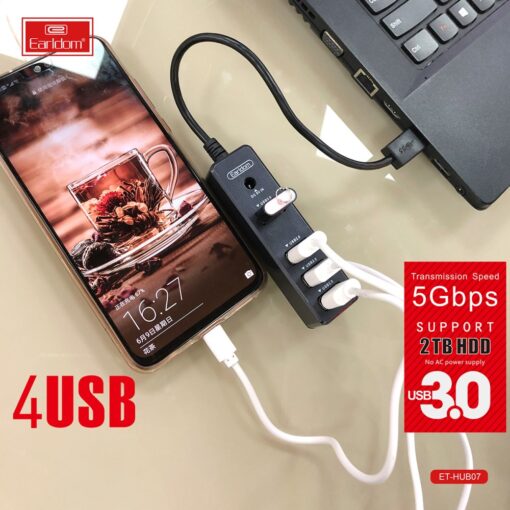 Earldom HUB07 Tak Çalıştır 3 Adet Usb 2.0 ve 1 Adet Usb 3.0 Çıkışlı Usb Çoklayıcı - Görsel 5