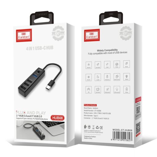 Earldom HUB08 Tak Çalıştır 3 Adet Usb 2.0 ve 1 Adet Usb 3.0 Çıkışlı Usb Çoklayıcı - Görsel 3
