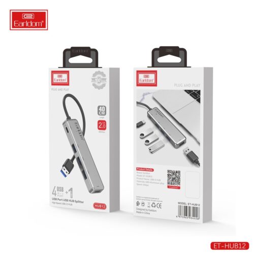 Earldom HUB12 Tak Çalıştır 40cm 4 Adet Usb 2.0 ve 1 Adet Type-C Çıkışlı Usb Çoklayıcı - Görsel 8