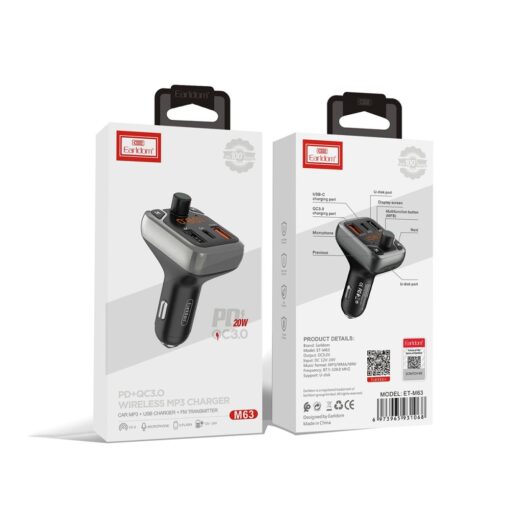 Earldom M63 Bluetooth USB3.0 ve Type C PD Hızlı Şarj FM Transmitter - Görsel 9