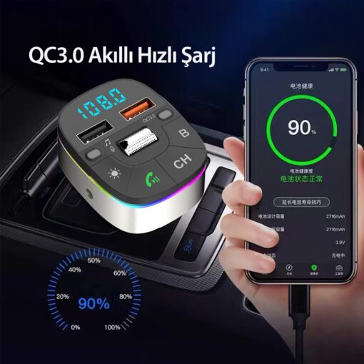 Earldom M74 Bluetooth USB3.0 Dijital FM Transmitter - Görsel 3