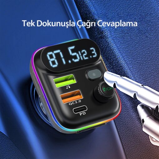 Earldom M80 Bluetooth USB3.0 ve Type C PD Hızlı Şarj FM Transmitter - Görsel 5