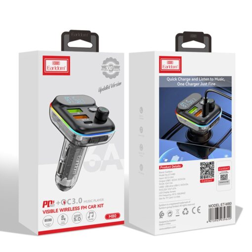 Earldom M80 Bluetooth USB3.0 ve Type C PD Hızlı Şarj FM Transmitter - Görsel 8