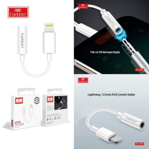 Earldom OT49 Tak Çalıştır Lightning to Aux Dönüştürücü - Görsel 6