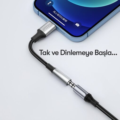 Earldom OT76 Tak Çalıştır 12cm Lightning to Aux Dönüştürücü - Görsel 5