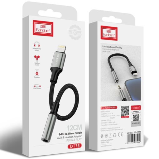 Earldom OT76 Tak Çalıştır 12cm Lightning to Aux Dönüştürücü - Görsel 2