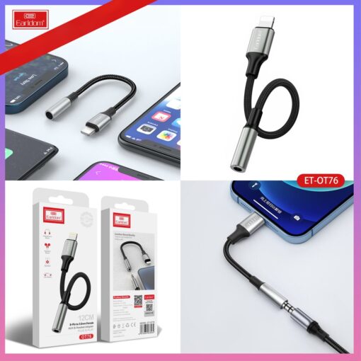 Earldom OT76 Tak Çalıştır 12cm Lightning to Aux Dönüştürücü - Görsel 8