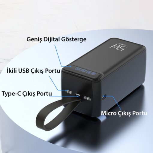 Earldom PB58 50.000 mAh PD Hızlı Şarj Dijital Göstergeli Powerbank - Görsel 4