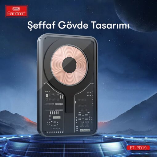 Earldom PD19 5.000 mAh Kablosuz Şarjlı Standlı PD Hızlı Şarj Powerbank - Görsel 6