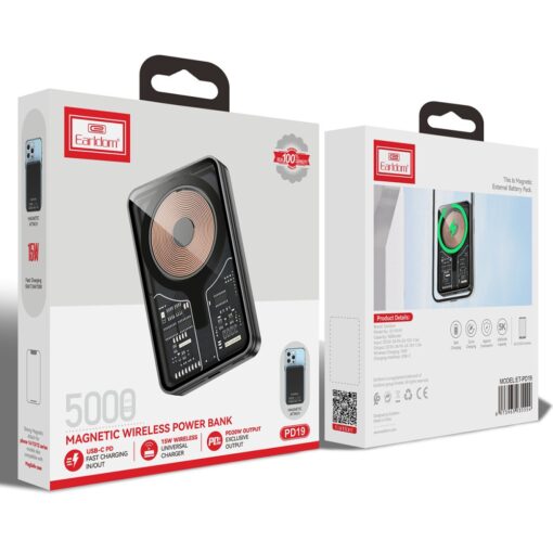 Earldom PD19 5.000 mAh Kablosuz Şarjlı Standlı PD Hızlı Şarj Powerbank - Görsel 4
