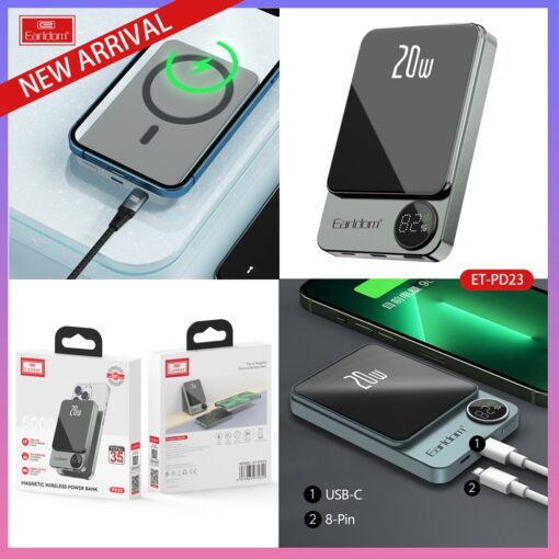 Earldom PD23 5.000 mAh 20W Kablosuz Şarjlı PD Hızlı Şarj Mini Powerbank - Görsel 5