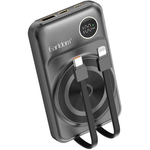 Earldom PD28 10.000 mAh 22.5W Kablosuz Şarjlı Dijital Göstergeli PD Hızlı Şarj Mini Powerbank - Görsel 2