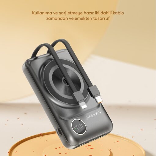 Earldom PD28 10.000 mAh 22.5W Kablosuz Şarjlı Dijital Göstergeli PD Hızlı Şarj Mini Powerbank - Görsel 6