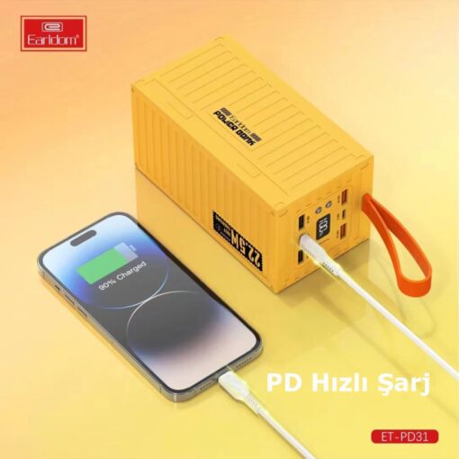 Earldom PD31 60.000 mAh 22.5W Konteyner Görünümlü Dijital Göstergeli PD Hızlı Şarj Powerbank - Görsel 4