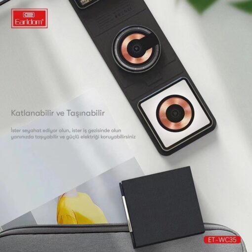 WC35 3in1 15W Magsafe Katlanabilir Masaüstü Kablosuz Şarj Standı - Görsel 3