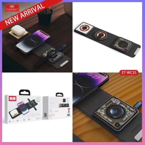WC35 3in1 15W Magsafe Katlanabilir Masaüstü Kablosuz Şarj Standı - Görsel 7
