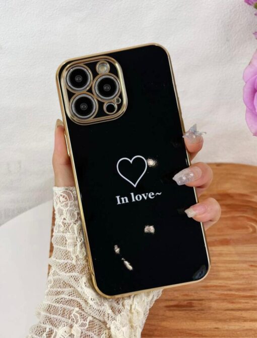 Kalp Desenli Parlak Silikon Telefon Kılıfı