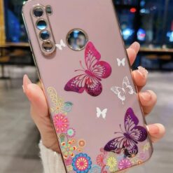 Kelebek Sürüsü Desenli Parlak Silikon Telefon Kılıfı
