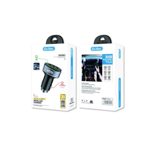3 Usbli Led Işıklı Metal Araç Şarj Başlığı 3.6A - Görsel 2