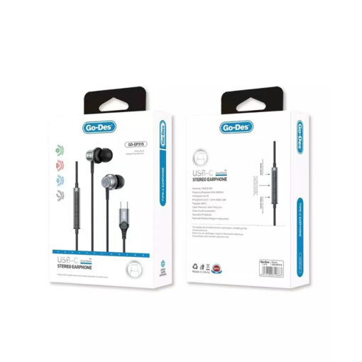 Go Des GD-EP315 Kulakiçi Kablolu Type-C Tak Çalıştır Stereo Kulaklık - Görsel 2