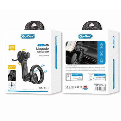 Go Des GD-HD311 Magsafe Magnetik 360 Derece Dönebilen Dirsek Ve Başlıklı Telefon Tutucu Havalandırma Tasarım - Görsel 3