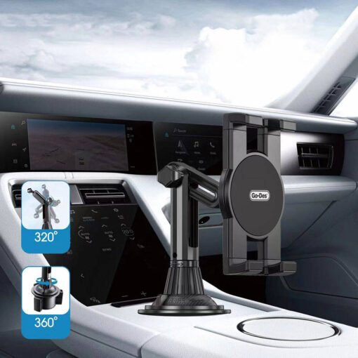 Go Des GD-HD313 Araç İçi Telefon Tutucu 360 Oynar Başlıklı Bardaklık Tipi Tutucu - Görsel 3