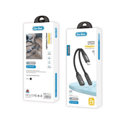 Go Des GD-UC076 3.5mm Jack Girişli Lightning 2in1 Şarj ve Ses Kablosu - Görsel 2