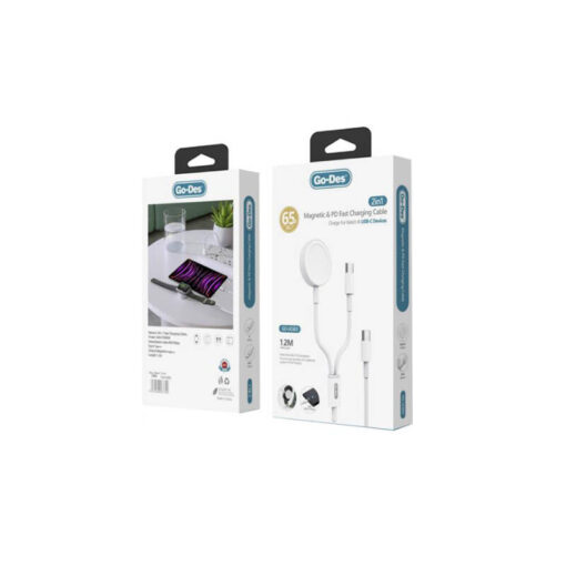 2in1 Magnetik Wireless Type-C PD Hızlı Şarj Kablosu 65W 1.2M - Görsel 4
