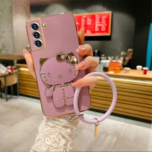 Hello Kitty Standlı Bilek Geçme Standlı Parlak Kılıf - Görsel 2