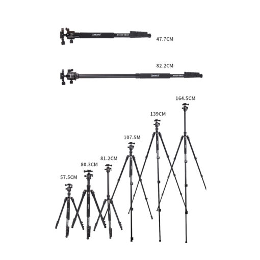 Jmary KT3255NB30 3 Kademeli 164.5cm Fonksiyonel Ayrılabilir Monopod Tasarım Başlıklı Tripod - Görsel 2