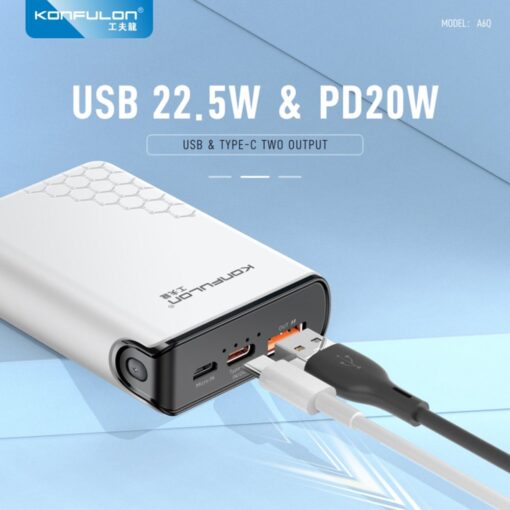 Konfulon A6Q 22.5W Usb 3.0 ve 20W Type-C Çıkışlı 10.000 mAh PD Powerbank - Görsel 4